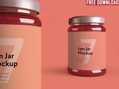 Jam Jar Mockup - FREE DOWNLOAD food glass honey jam jam jar mockup jar layered mockup package design packaging product psd