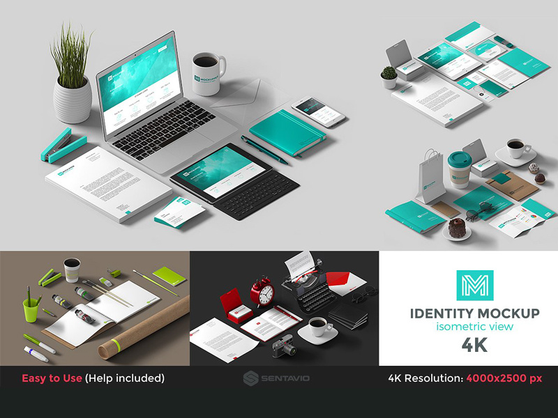 Identity Mockup Isometric view 4K mock-up hero image corporate isometric creative isometric view identity mockup 4k header image scene generator mockup