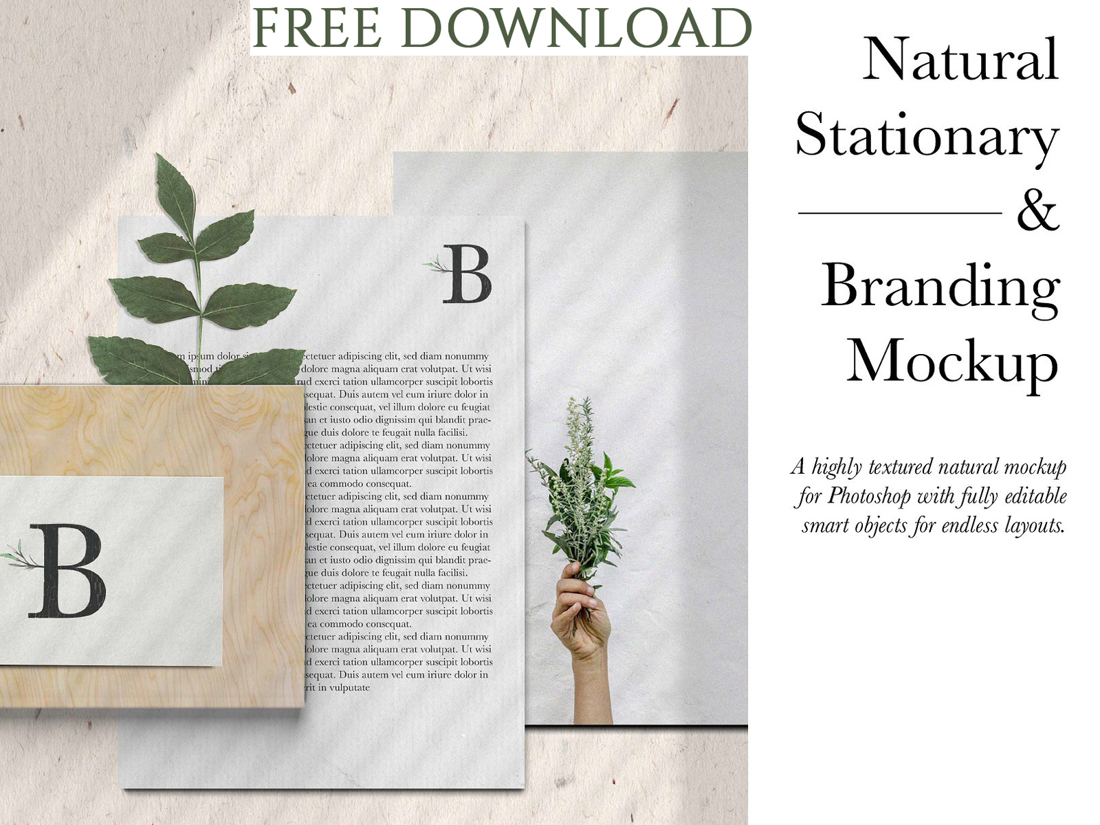 FREE Download Natural Stationary &amp; Branding Mockup by