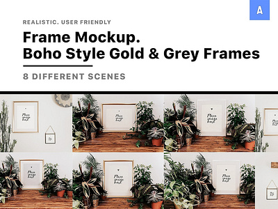 Frame Mockup Boho Style boho boho mockups boho style branding design frame frame mockup frame mockups gold gold frame mockup gold frame mockups gold frames golden mock up mockup mockup set mockups psd style template