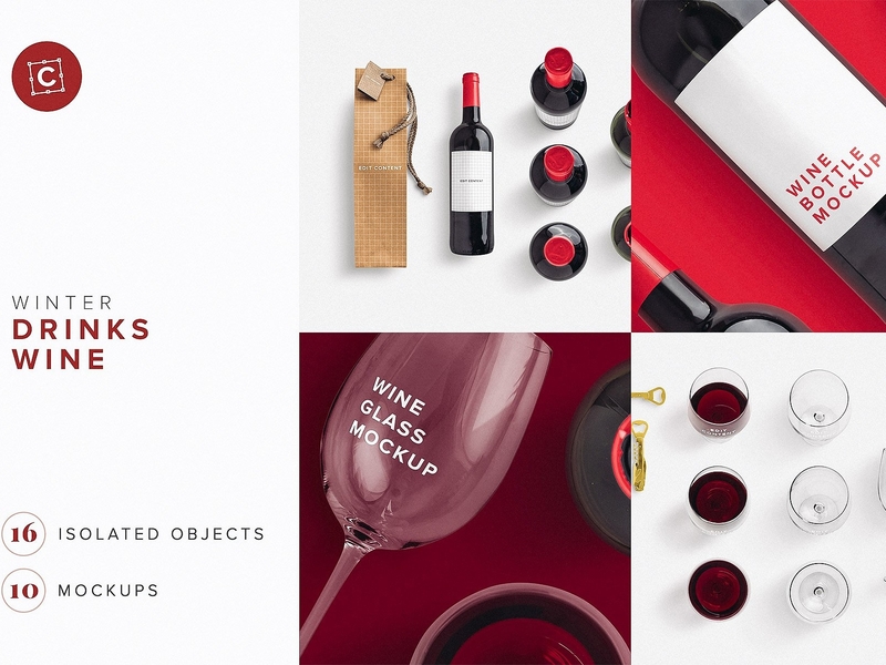 Download Wine Bottle Glass Bag PSD Mockup by Mockup5 on Dribbble