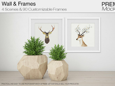 Wall & Frames Mockup - Plants branding design frame mockup frames frames mockup frames mockups mock up mockup mockups photo realistic picture picture frame plants plants mockup psd template wall wall mockup wall mockups wood