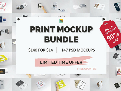 Print Mockup Bundle - Year End Sale branding brochure bundle business card catalog christmas flyer greeting card invitation mock up mock up mockup mockup design mockup template mockups print print mockup print mockup bundle print mockups year end sale