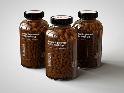 Amber Supplement Bottle Mock-Up  Vitamins & Pill Bottle Mock-Up