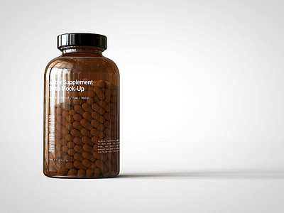 Empty Amber Pills Bottle Mockup Use Include PSD