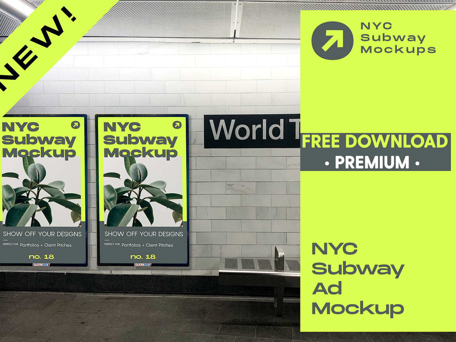 Download Free Premium Download - NYC Subway Ad Mockup by Mockup5 on Dribbble