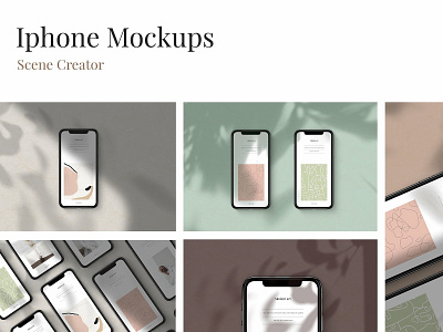 iPhone Mockups - scene creator bottle bottle mockup branding bundle design iphone logo mock up mockup mockup set mockups package packaging presentation print printing psd scene creator scene generator template