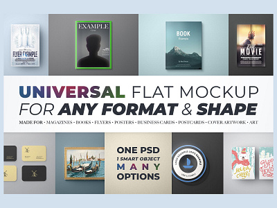 Universal Flat Mockup - Any Format any format artwork book book cover catalog flat flat mockup flyer magazine minimal minimalistic mock up mockup paper photorealistic poster shape universal universal flat universal flat mockup