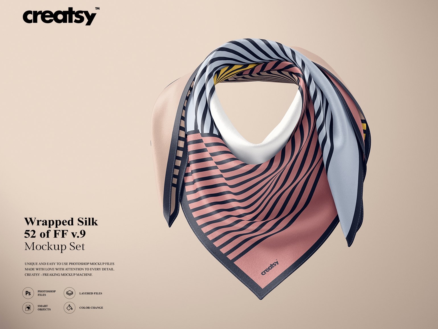 Download Wrapped Silk Scarf Mockup by Mockup5 on Dribbble