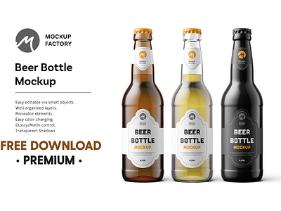 FREE Premium Download - Beer Bottle Mockup beer beer bottle beer bottle mockup beer bottle mockups beer mockup bottle bottle mockup bottle mockups free download freebie glossy matte mockup package packaging transparent