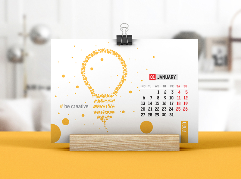 desk calendar with wooden stand