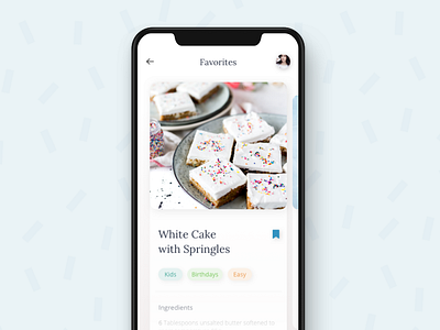 Cake recipe app appdesign cake card clean dailyui design mobile recipe ui uidesign ux