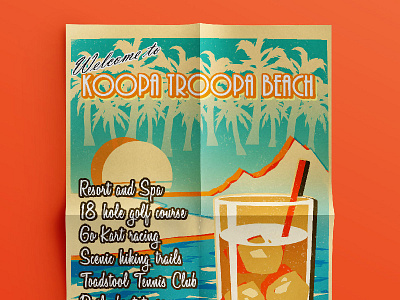 Koopa Troopa Beach poster advertising colorful design exciting graphic design illustration poster