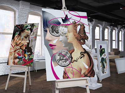 Fashion posters art collage design fashion girl painting poster