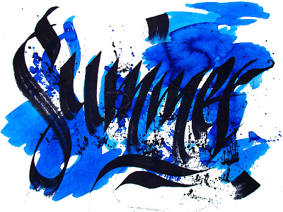 Summer art calligraphy color design ecoline free hand written hand written lettering summer