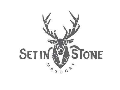 Logo: Set in Stone Masonry brand brand identity entrepreneur geometric hand lettering logo stag