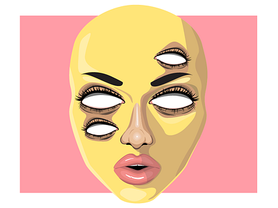 Cognition eyes face illustration pink portrait yellow