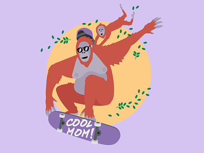 Cool Mom! mom motherhood orangutan skateboard skating