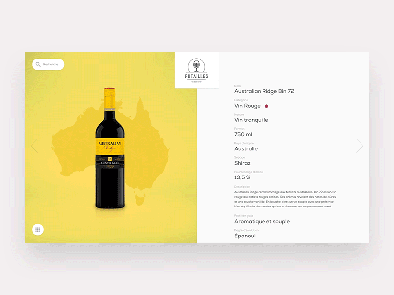 Wine catalog browsing - animation & design