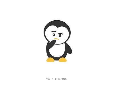 Thinking Penguin animal animals animated gif avatar avatars clean design emoji emotion figma flat graphics designer illustration illustrator linux minimal penguin thinking tux vector