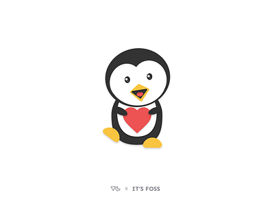 Penguin with Heart animal animals avatar avatars clean emoji emojis emotion figma flat graphics designer heart icon illustration illustrator linux love minimal tux vector