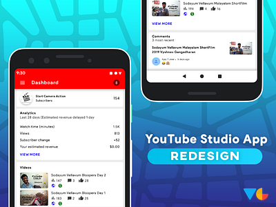 YouTube studio App Redesign app application flat google gradient material design minimal photoshop redesign uidesigner youtube youtube studio