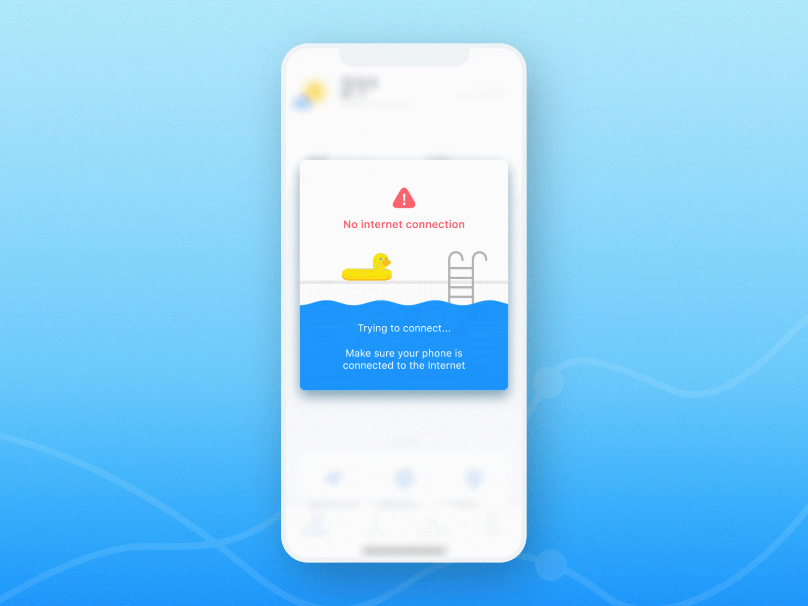 No internet connection app illustration internet iot loader loading animation loading screen mobile app motion motion design pool ui