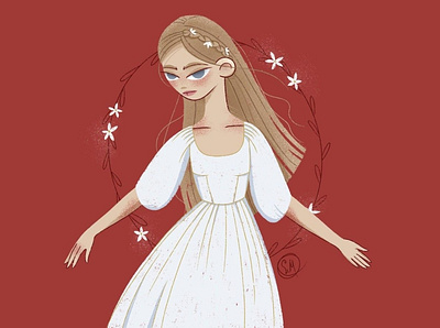 Woman in white charachter draw female illustration illustration illustrator procreate woman in white woman portrait