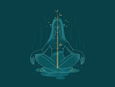 Rainy meditation meditate meditation mindfulness procreate rainy