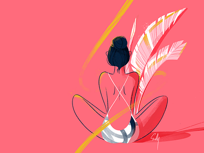 Sunlight charachter design draw illustration illustrator pink procreate sunny