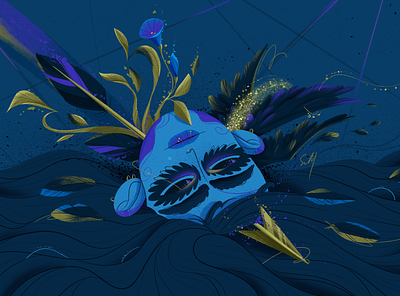 Cold fish situation blue charachter draw illustration illustrator procreate