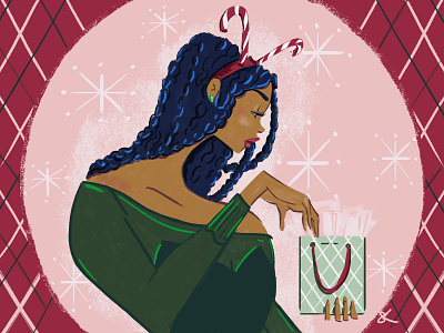 Holiday Gift Bag candy cane celebrate christmas digital art editorial illustration fashion illustration gifts holiday illustration lifestyle illustration