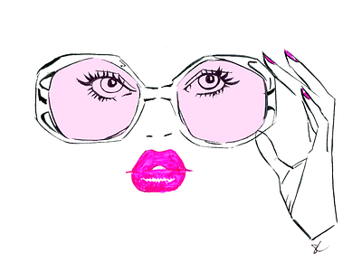 Glasses with Pink editorial illustration fashion fashion illustration feminine illustration lifestyle illustration make up pink shades sunglasses woman
