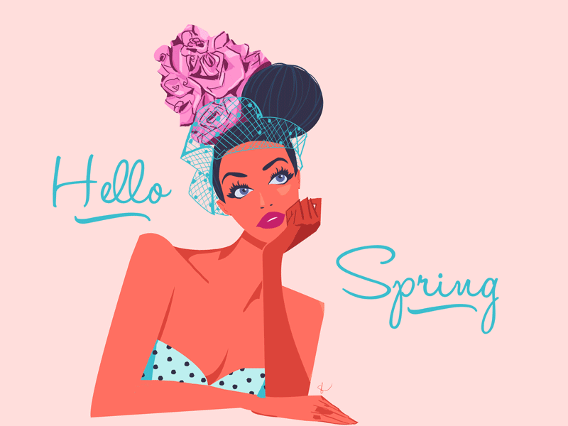 Hello SPring animated digital art editorial fashion illustration lifestyle illustration publishing seasons spring