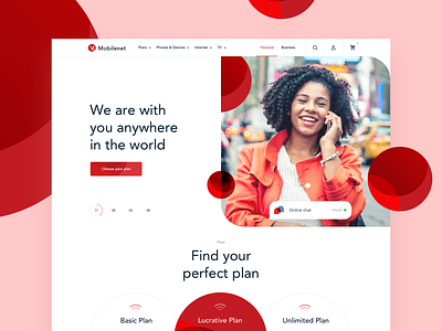 The redesign for a telephone company chat clean colorful header home page landing page mobile network online telephone ui ux web design website