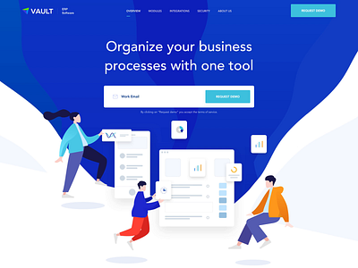 Vault-ERP web design concept animation business characters erp header illustration landing page software ui ux vault web design