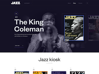 Web site of magazine Jazz article blog e commerce header jazz jewelry luxury magazine music shop sound web design