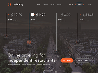Ordering system - landingpage city diagram digital engineer flat food order restaurant stats ui webdesign