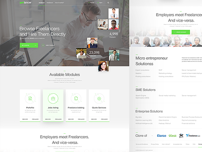 Get Lancer - homepage employees freelancer header play startup ui work