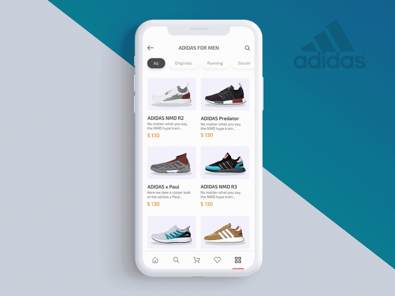 Sneakers adidas animation app clean color design minimal motion sneakers ui ux