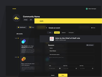 event_dark mode clean design interface layout minimal responsive sketch ui web website