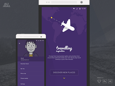 Travelling App app design discover freebies mobile planning sketch travelling typo ui unique visual