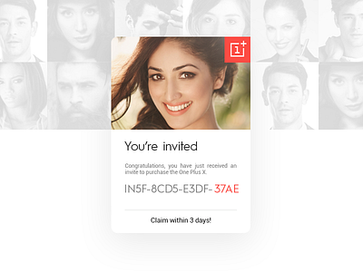 Daily UI #53 - Invite app card clean colour dribbble generate invite ios9 knob minimal oneplus search