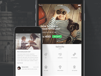 TailsLife 100 clean dribbble interface love pet responsive shot sketch store tails ui
