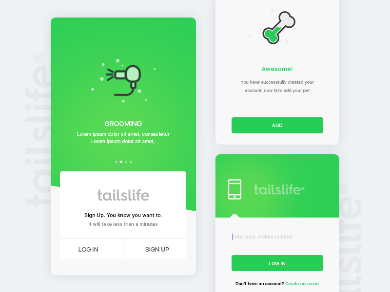 Tailslife: Login sketch pet icon ux interface app ui tailslife search android material design
