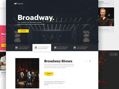 Broadway. broadway interface landing layout micro mobile payment play responsive show web website