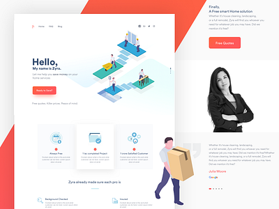 Zyra Landing Page homepage icon icons illustrations landing layout mobile page payment process responsive web website
