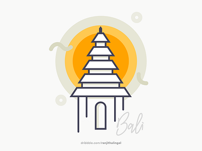 Bali bali city icon illustration indonesia line patches temple vector