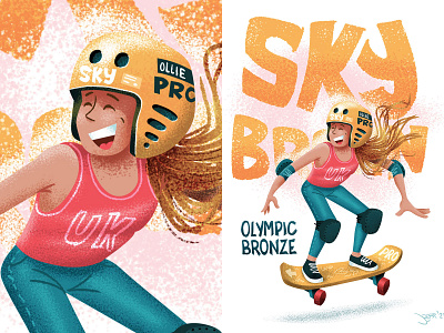To the new generation at the olympics. 2021 olympics character design design happy illustration olympics photoshop sky brown stylized tokyo