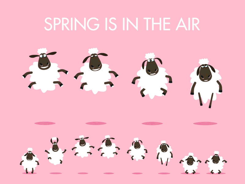Spring is in the air. adobe illustrator cartoon flat design funny sheep simple stylized vector